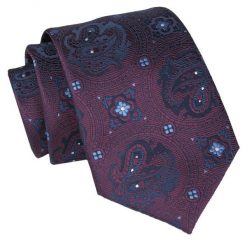 Krawat - ALTIES - Bordowy, Orientalny Wzór. Czerwone krawaty i muchy męskie Alties, bez wzorów, z tkaniny, eleganckie. Za 49.00 zł.