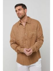 Rodier Lin Lniana koszula w kolorze karmelowym rozmiar: XL/XXL. Brązowe koszule męskie Rodier Lin, xl, bez wzorów, ze lnu, bez kołnierzyka, bez ramiączek. Za 158.10 zł.