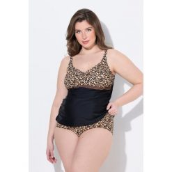 Damskie tankini Bellieva góra bez miękkich miseczek panterka. Brązowe bikini damskie Ulla Popken, bez wzorów, plus size. W wyprzedaży za 152.99 zł.