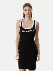 KARL LAGERFELD Sukienka codzienna B2W46087 Czarny Slim Fit. Czarne sukienki damskie Karl Lagerfeld, na co dzień, m, bez wzorów, z bawełny, bez kołnierzyka, bez ramiączek, proste. Za 389.99 zł.