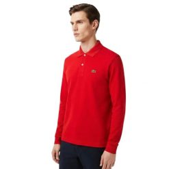 Koszulka męska Lacoste Polo Boy. Czerwone koszulki męskie z długim rękawem Lacoste, m, z bawełny. Za 317.00 zł.
