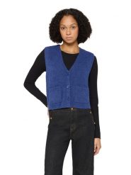 CARTOON Kamizelka dzianinowa w kolorze niebieskim rozmiar: 36. Niebieskie kamizelki damskie Cartoon, z dzianiny. Za 123.25 zł.