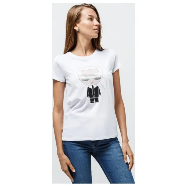 Karl Lagerfeld Koszulka Ikonic Karl , biały, rozmiar L. Białe t-shirty damskie Karl Lagerfeld, l, z aplikacjami, z bawełny, bez kołnierzyka. Za 349.99 zł.