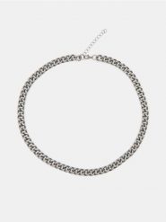 Naszyjnik łańcuszek pancerka - srebrny. Szare biżuteria dla mężczyzn Sinsay, srebrne. Za 12.99 zł.