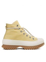 Converse Botki Chuck Taylor All Star Lugged 2.0 A03500C Żółty. Żółte botki damskie Converse, z materiału, retro, bez obcasa, na płaskiej podeszwie, bez zapięcia. Za 419.99 zł.