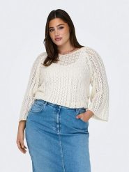 ONLY Carmakoma Sweter w kolorze kremowym rozmiar: L-50/52. Brązowe swetry klasyczne damskie Only Carmakoma, l, ze splotem, bez kołnierzyka. Za 92.21 zł.