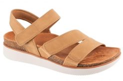Sandały damskie, Lifted Comfort. Brązowe sandały damskie Skechers, bez wzorów, z materiału, bez obcasa. Za 189.99 zł.