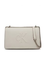Calvin Klein Jeans Torebka Sculpted Ew Flap25 Shoulder Bag LV04K3035G Biały. Białe torebki klasyczne damskie Calvin Klein Jeans, bez wzorów, z jeansu, wizytowe, bez kołnierzyka, bez ramiączek. Za 359.99 zł.