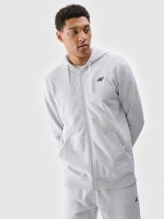 4F Bluza dresowa rozpinana z kapturem męska - szara S. Szare bluzy sportowe męskie 4f, bez wzorów, z bawełny, sportowe, bez kołnierzyka, bez ramiączek. Za 169.99 zł.