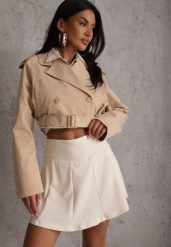 Białe Tenisowe Spódnico-Spodenki z Elastycznego Materiału Natennia. Białe spodenki sportowe damskie Renee, bez wzorów, sportowe. Za 49.99 zł.