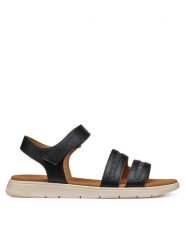 Geox Sandały D Dandra D55NNE 0BCEW C9999 Czarny. Czarne sandały damskie Geox, bez wzorów, ze skóry, bez obcasa, na płaskiej podeszwie. Za 269.99 zł.