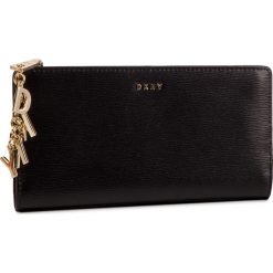 Duży Portfel Damski DKNY - R9153A62 Blk/Gold BGD. Czarne portfele damskie DKNY, bez wzorów, ze skóry. W wyprzedaży za 329.00 zł.