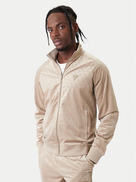 Guess Bluza Z6RQ01 KD612 Beżowy Regular Fit. Brązowe bluzy bez kaptura męskie Guess, m, z syntetyku. Za 439.99 zł.
