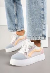 Niebiesko-Fioletowe Sneakersy Kultowe Tenisówki na Grubej Podeszwie Nurisora. Niebieskie trampki i tenisówki damskie Renee, bez wzorów, z jeansu. Za 79.99 zł.