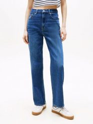 TOMMY JEANS Dżinsy - Straight fit - w kolorze granatowym rozmiar: W34/L30. Niebieskie jeansy damskie Tommy Jeans, z podwyższonym stanem. Za 309.95 zł.