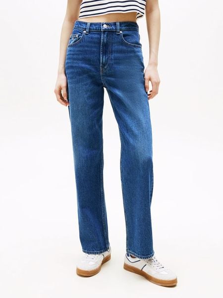 TOMMY JEANS Dżinsy - Straight fit - w kolorze granatowym rozmiar: W34/L30. Niebieskie jeansy damskie Tommy Jeans, z podwyższonym stanem. Za 309.95 zł.