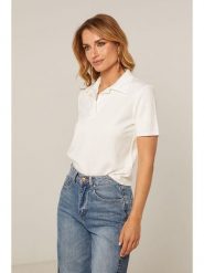 Joséfine Koszulka polo "Ermine" w kolorze białym rozmiar: S. Białe bluzki damskie Joséfine, s, bez wzorów, bez kołnierzyka, bez ramiączek. Za 129.75 zł.