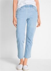 Spodnie Straight, mid waist, z wygodnym paskiem (2 pary). Białe spodnie materiałowe damskie bonprix, bez wzorów. Za 189.99 zł.