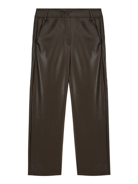 Marella Spodnie z imitacji skóry Emme by Marella Argento 2625786032 Brązowy ciemny Regular Fit. Brązowe spodnie materiałowe damskie Marella, bez wzorów, ze skóry. Za 534.99 zł.