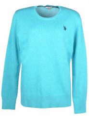 U.S. Polo Assn. Sweter w kolorze turkusowym rozmiar: L. Niebieskie swetry klasyczne damskie U.S. Polo Assn., l, z bawełny, bez kołnierzyka. Za 166.10 zł.