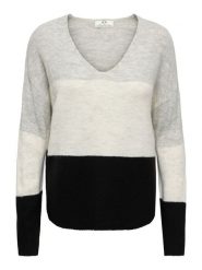 JDY Sweter "Elanora" w kolorze czarno-kremowo-szarym rozmiar: XL. Brązowe swetry klasyczne damskie JDY, xl, bez kołnierzyka. Za 109.95 zł.