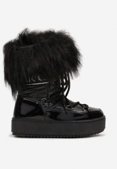 Czarne Lakierowane Śniegowce na Platformie z Futerkiem Neake. Czarne śniegowce dziewczęce Born2be, z lakierowanej skóry. Za 59.99 zł.