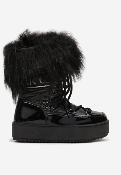 Czarne Lakierowane Śniegowce na Platformie z Futerkiem Neake. Czarne śniegowce dziewczęce Born2be, z lakierowanej skóry. Za 59.99 zł.