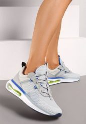 Szare Sznurowane Buty Sportowe Sneakersy z Podeszwą Typu Air Risanda. Szare buty sportowe na co dzień damskie Born2be, bez wzorów. Za 109.99 zł.