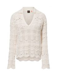 BOSS Orange sweter z dzianiny - Fyder Kobiety biały|beżowy, M. Białe swetry klasyczne damskie Boss Orange, m, z bawełny, bez kołnierzyka. Za 599.95 zł.