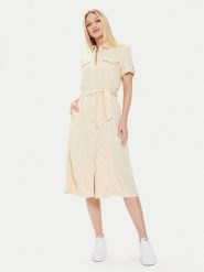 Pepe Jeans Sukienka koszulowa Evelinda PL953482 Beżowy Regular Fit. Brązowe sukienki damskie Pepe Jeans, s, bez wzorów, z jeansu, bez kołnierzyka, bez ramiączek, koszulowe. Za 329.99 zł.