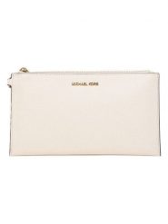 Michael Kors Skórzana kopertówka w kolorze kremowym - 25 x 14 x 1 cm rozmiar: onesize. Brązowe torebki wieczorowe Michael Kors, bez wzorów, z materiału, bez kołnierzyka, bez ramiączek. Za 339.99 zł.