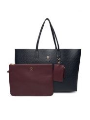 Tommy Hilfiger Torebka Th Icon Tote Mono AW0AW18174 Granatowy. Niebieskie torebki klasyczne damskie Tommy Hilfiger, bez wzorów, ze skóry, bez dodatków. Za 699.99 zł.