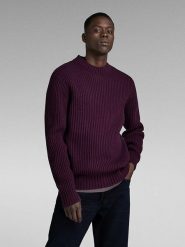 G-Star Sweter w kolorze fioletowym rozmiar: L. Różowe swetry męskie G-Star, l, bez wzorów, ze splotem, bez kołnierzyka. Za 188.85 zł.