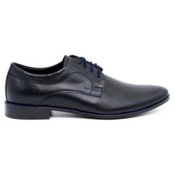 Olivier Buty męskie wizytowe skórzane 277 czarne z niebieskim. Czarne buty wizytowe męskie z jeansu, bez zapięcia. Za 367.89 zł.