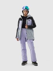 4F Kurtka snowboardowa membrana 15000 damska - fioletowa XL. Fioletowe kurtki damskie 4f, m, bez wzorów, z meshu, bez kaptura, narciarskie, thinsulate. W wyprzedaży za 249.99 zł.