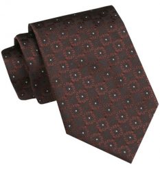 Klasyczny, Szeroki Krawat Męski CHATTIER - Brązowy, Geometryczny Wzór. Brązowe krawaty i muchy męskie Chattier, bez wzorów, z tkaniny, eleganckie. Za 49.00 zł.