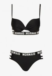 Czarne Bikini Ozdobione Paseczkami i Napisami Zaralia. Czarne bikini damskie Born2be, z aplikacjami. Za 64.99 zł.