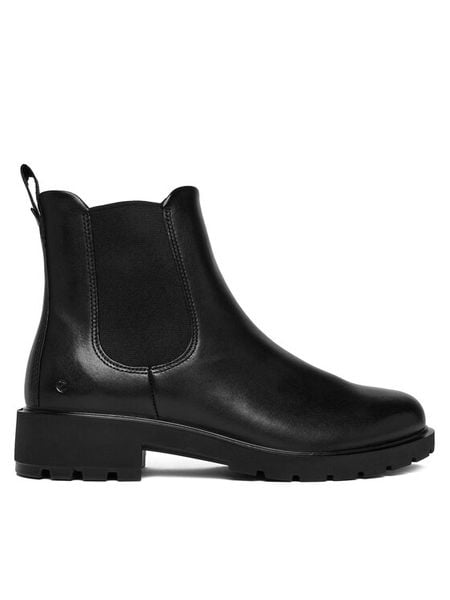 ECCO Sztyblety 23132301001 Czarny. Czarne botki damskie ECCO, ze skóry, bez obcasa, na płaskiej podeszwie, bez zapięcia. Za 539.99 zł.