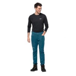 Męskie Spodnie Morobbia. Niebieskie spodnie materiałowe męskie Jack Wolfskin, bez wzorów, z materiału. Za 372.99 zł.