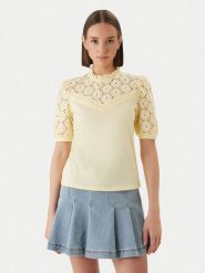 Morgan Bluzka 241-DULIE Żółty Regular Fit. Żółte bluzki damskie Morgan, m, bez wzorów, z bawełny, bez ramiączek. Za 179.99 zł.