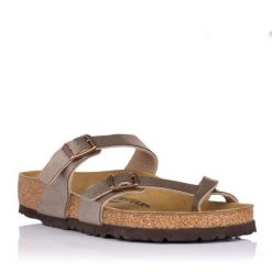 Klapki damskie Birkenstock Mayari. Szare klapki damskie Birkenstock, bez wzorów, z materiału, bez obcasa. Za 639.99 zł.