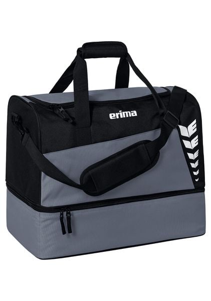 Torba sportowa z dolną przegrodą Erima Six Wings. Czarne torby męskie na ramię Erima, bez wzorów, z poliesteru, na ramię. Za 109.99 zł.