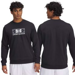 Bluza męska fitness Under Armour. Czarne bluzy bez kaptura męskie Under Armour, bez wzorów, bez kołnierzyka, bez ramiączek. Za 219.00 zł.