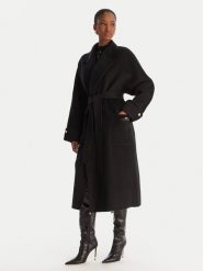 Elisabetta Franchi Płaszcz wełniany CP-68D-56E2-V820 Czarny Regular Fit. Czarne płaszcze damskie Elisabetta Franchi, na zimę, bez wzorów, z wełny. Za 3,559.00 zł.