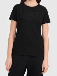 4F Koszulka w kolorze czarnym rozmiar: XS. Czarne bluzki damskie 4f, xs, bez wzorów, z bawełny, bez kołnierzyka. Za 26.99 zł.