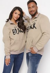 Jasnobeżowa Bluza z Półgolfem Zapinana na Suwak z Kieszeniami i Ściągaczami Salatiel. Brązowe bluzy bez kaptura męskie Born2be, l, z polaru. Za 84.99 zł.