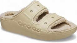 Klapki Dla Dorosłych Crocs Baya Cozzy Sandal. Brązowe klapki damskie Crocs, bez wzorów, z materiału, bez obcasa. Za 149.99 zł.