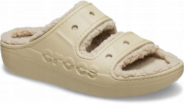 Klapki Dla Dorosłych Crocs Baya Cozzy Sandal. Brązowe klapki damskie Crocs, bez wzorów, z materiału, bez obcasa. Za 149.99 zł.