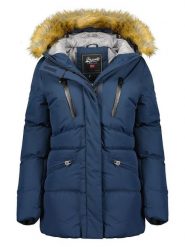 Geographical Norway Parka "Crown" w kolorze granatowym rozmiar: L. Niebieskie parki damskie Geographical Norway, l, z aplikacjami. Za 281.76 zł.