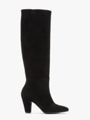 Kozaki na obcasie w stylu retro AMY. Czarne kozaki damskie Ryłko, ze skóry, bez obcasa, na obcasie. W wyprzedaży za 199.99 zł.